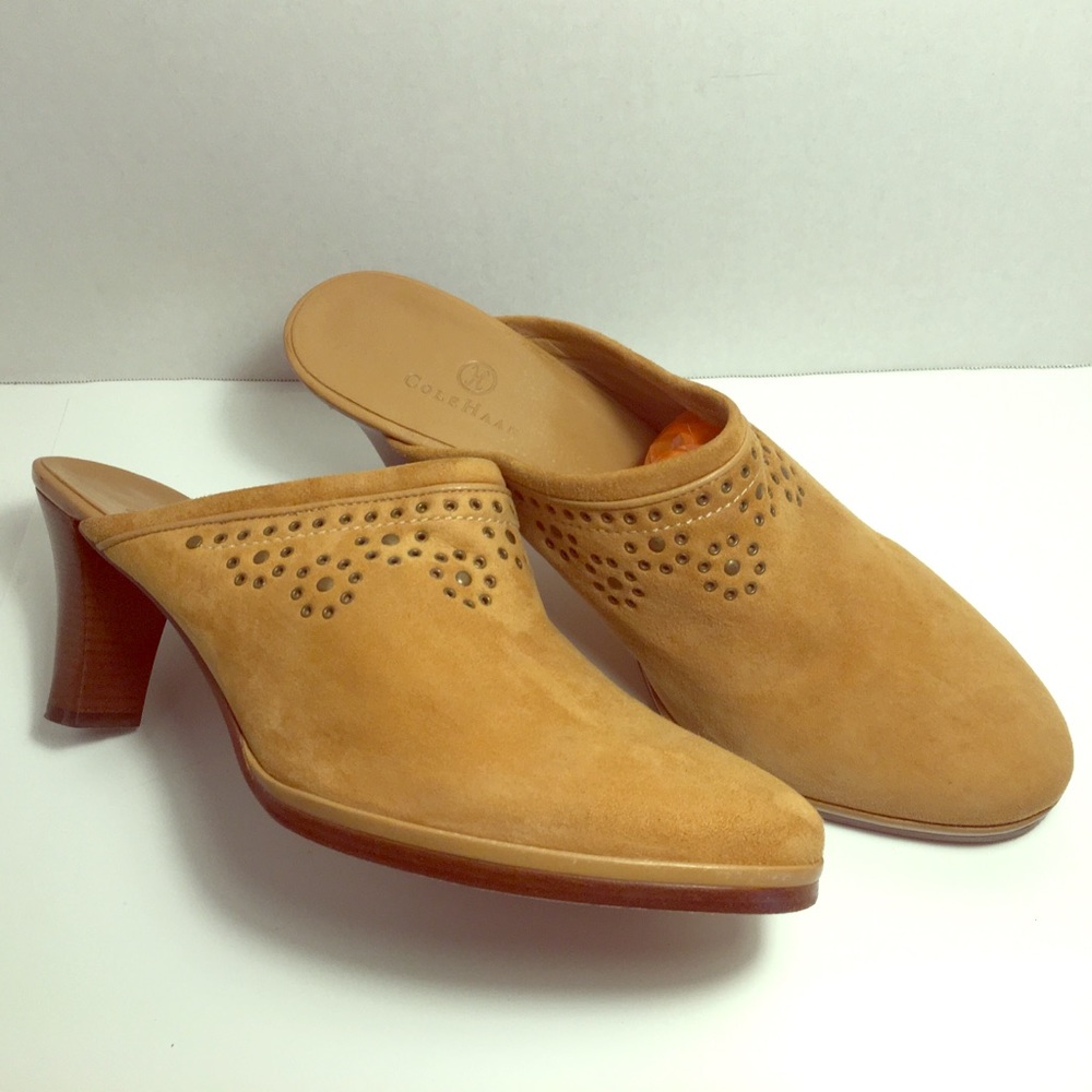 Cole Haan Embellished Suede Mule Heels